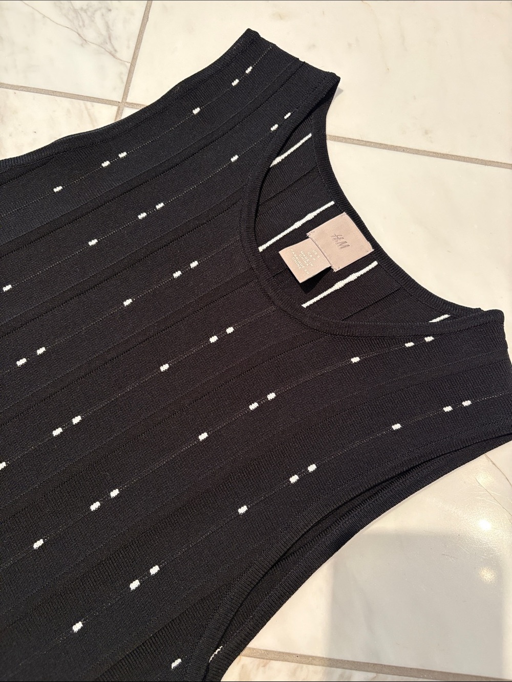 H&M Black Sleeveless Knit Midi Dress with Studded Pinstripes - Picture 3 of 3